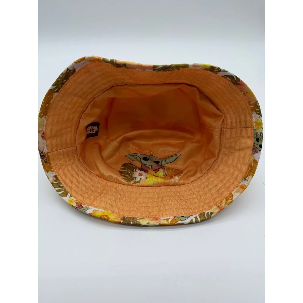Star Wars Grogu Baby Yoda Tropical Floral Bucket Hat Orange Kids OSFM